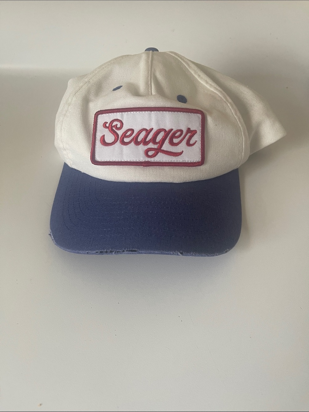 Seager Two-Tone White and Navy Baseball Cap